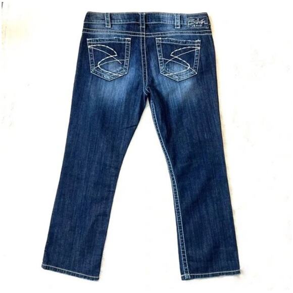 Silver Jeans Dark Wash Mid Rise Santorini Capri Jeans Size W 31 - Picture 3 of 10